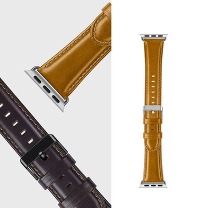 Apple Watch 40mm Wiwu Leather Watchband Deri Kordon Kahve Koyu