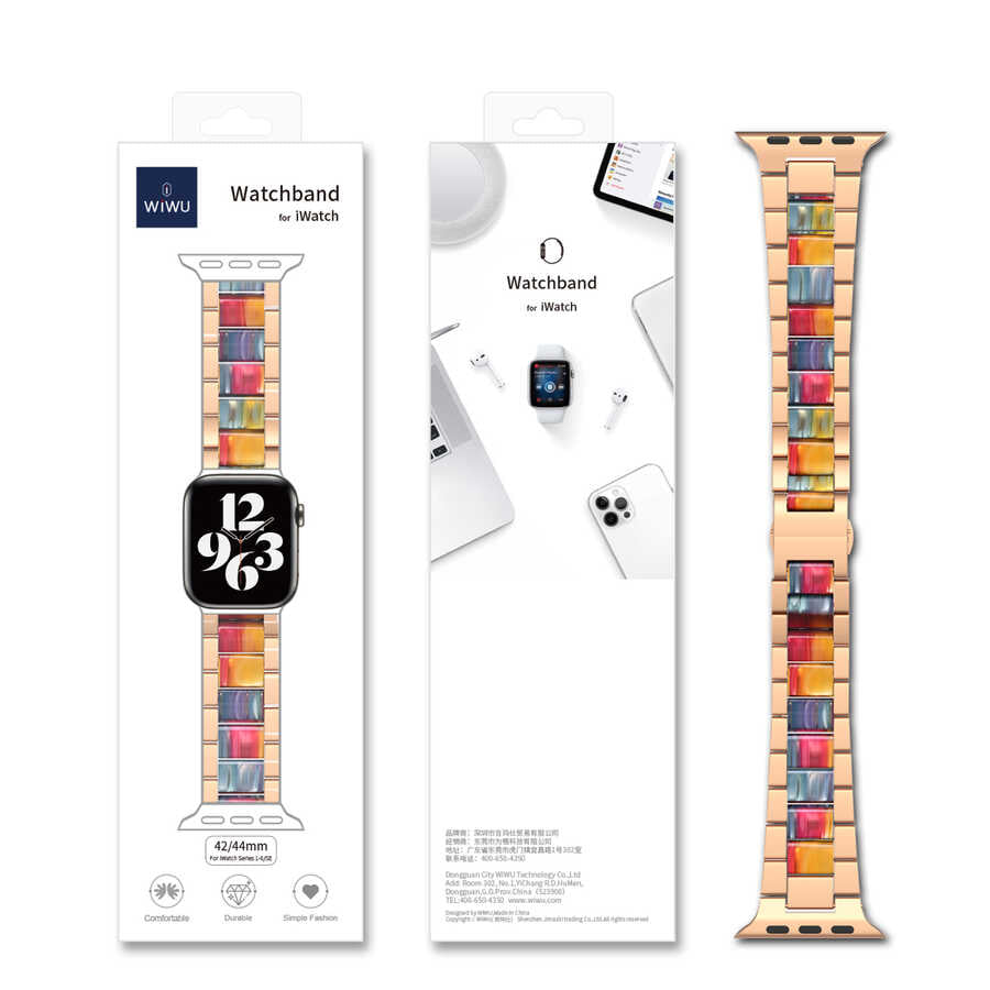 Apple Watch 40mm Wiwu Resin Steel Belt Metal Kordon Pembe