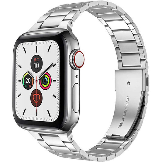 Apple Watch 40mm Wiwu Ultra Thin Steel Belt Three Beads Metal Kordon Gümüş