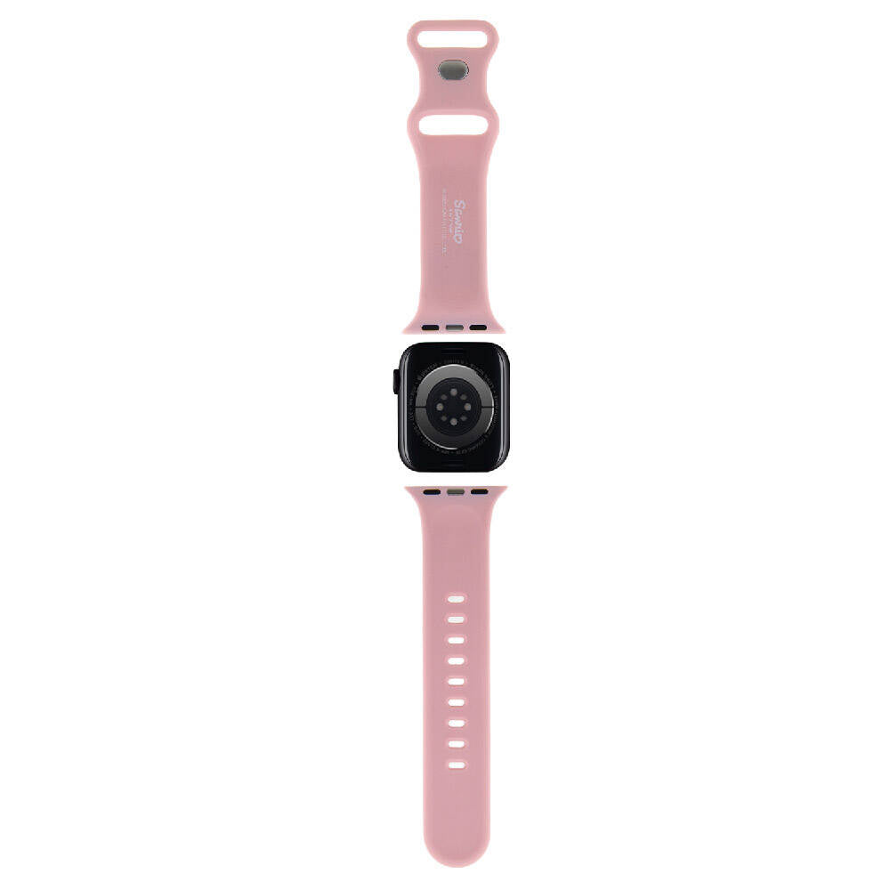 Apple Watch 41mm Hello Kitty Orjinal Lisanslı Yazı Logolu Fiyonk & Kitty Head Silikon Kordon Mavi