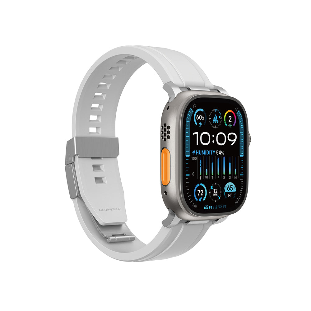 Apple Watch 42mm Amazingthing Titan Chrono Silikon Kordon Beyaz
