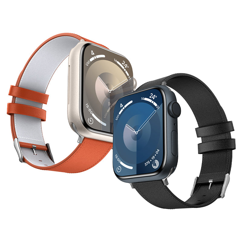 Apple Watch 42mm Benks Vintage Genuine Leather Serisi Deri Kordon Strap Kayış Turuncu