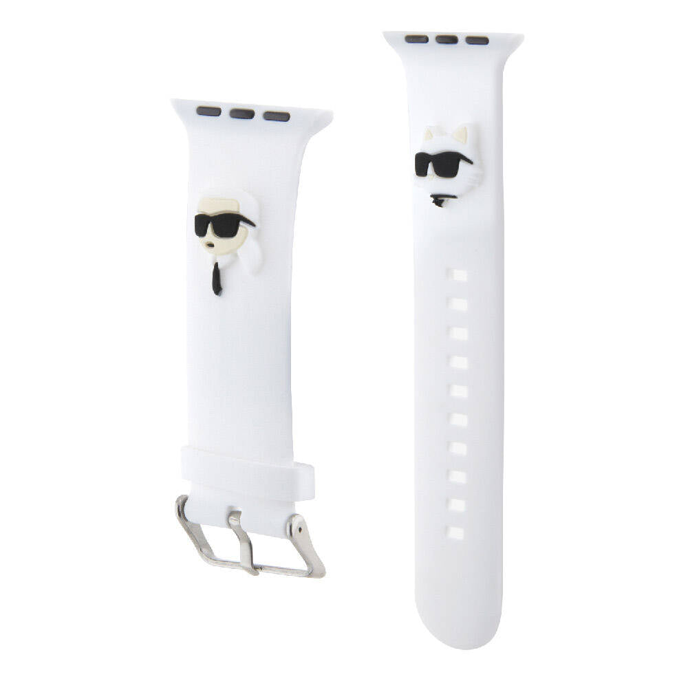 Apple Watch Ultra 49mm Karl Lagerfeld Orjinal Lisanslı İkonik Karl & Choupette Logolu Silikon Kordon Siyah