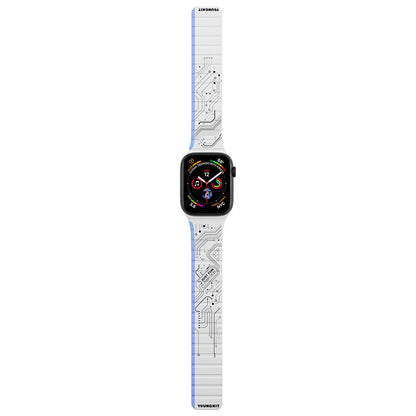 Apple Watch 42mm Kordon Youngkit Technological Magnetik Tak Çıkar Silikon Strap Kayış Beyaz