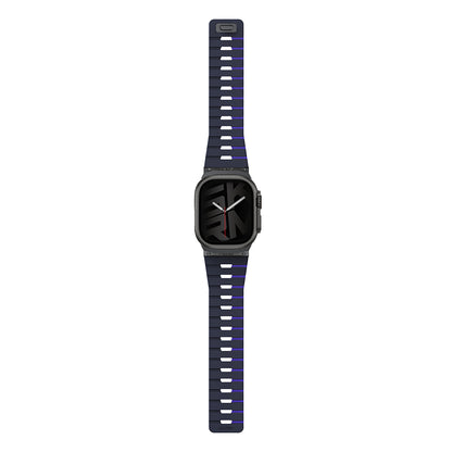 Apple Watch 42mm Skinarma Gemini Serisi TPU Magnetik Silikon Kordon Siyah-Turuncu