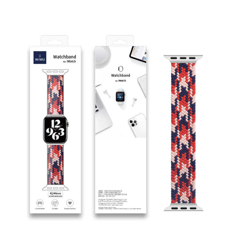 Apple Watch 42mm Wiwu Braided Solo Loop Contrast Color Large Kordon NO1