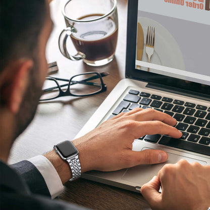 Apple Watch 42mm Wiwu Seven Beads Steel Belt Metal Kordon Siyah