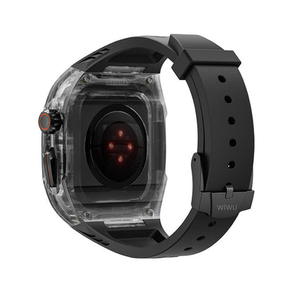 Apple Watch 42mm Wiwu Wi-WB013 Rambo Serisi 2in1 Şeffaf PC Kasa Koruyuculu Kauçuk Kordon Beyaz