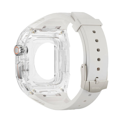 Apple Watch 42mm Wiwu Wi-WB013 Rambo Serisi 2in1 Şeffaf PC Kasa Koruyuculu Kauçuk Kordon Beyaz