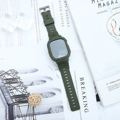 Apple Watch 42mm Wiwu Wi-WB014 Armor Serisi 2in1 Sert PC Kasa Koruyuculu Silikon Kordon Yeşil