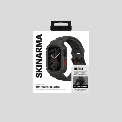 Apple Watch 44 mm Skinarma Mecha 2in1 TPU Kasa Koruyucu + Silikon Kordon Yeşil