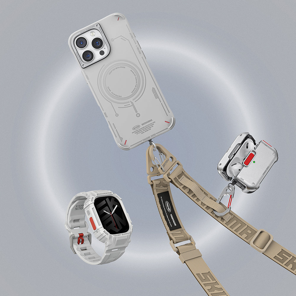 Apple Watch 44 mm Skinarma Mecha 2in1 TPU Kasa Koruyucu + Silikon Kordon Lacivert