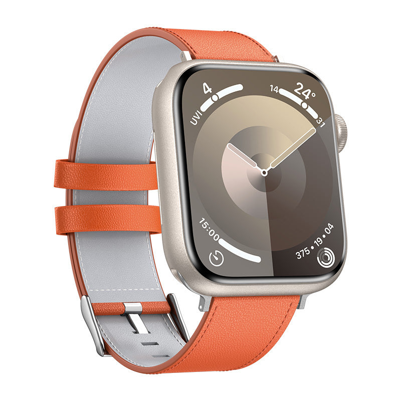 Apple Watch 44mm Benks Vintage Genuine Leather Serisi Deri Kordon Strap Kayış Beyaz