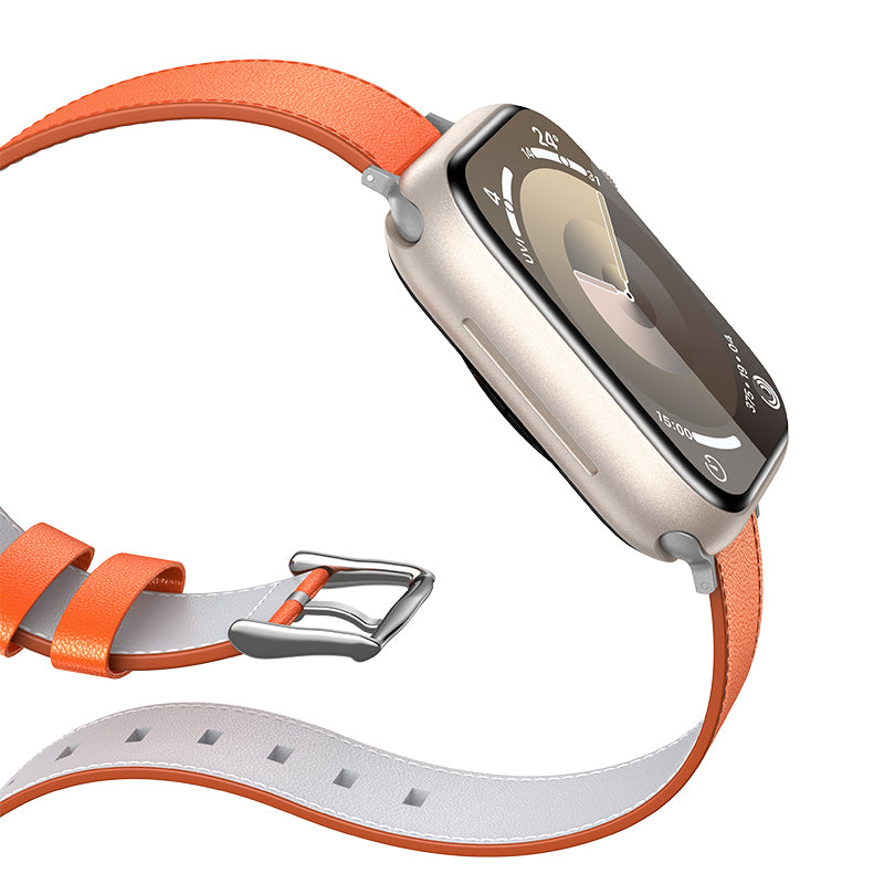 Apple Watch 44mm Benks Vintage Genuine Leather Serisi Deri Kordon Strap Kayış Beyaz