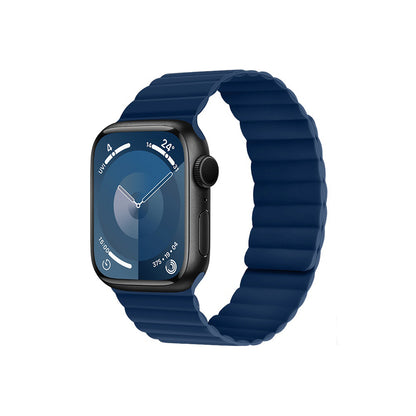 Apple Watch 44mm Kordon Raptic Magnetik Tak Çıkar Silikon Strap Kayış Lacivert