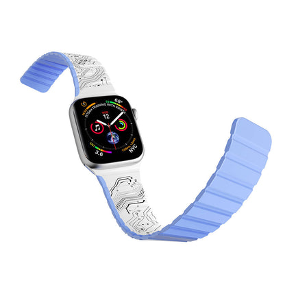 Apple Watch 44mm Kordon Youngkit Technological Magnetik Tak Çıkar Silikon Strap Kayış Yeşil