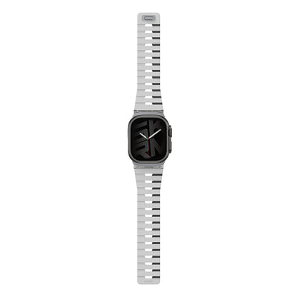 Apple Watch 44mm Skinarma Gemini Serisi TPU Magnetik Silikon Kordon Gri-Turuncu