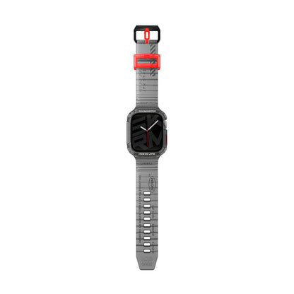 Apple Watch 44mm SkinArma Saido Sert PC Kasa Koruyuculu Silikon Kordon Füme