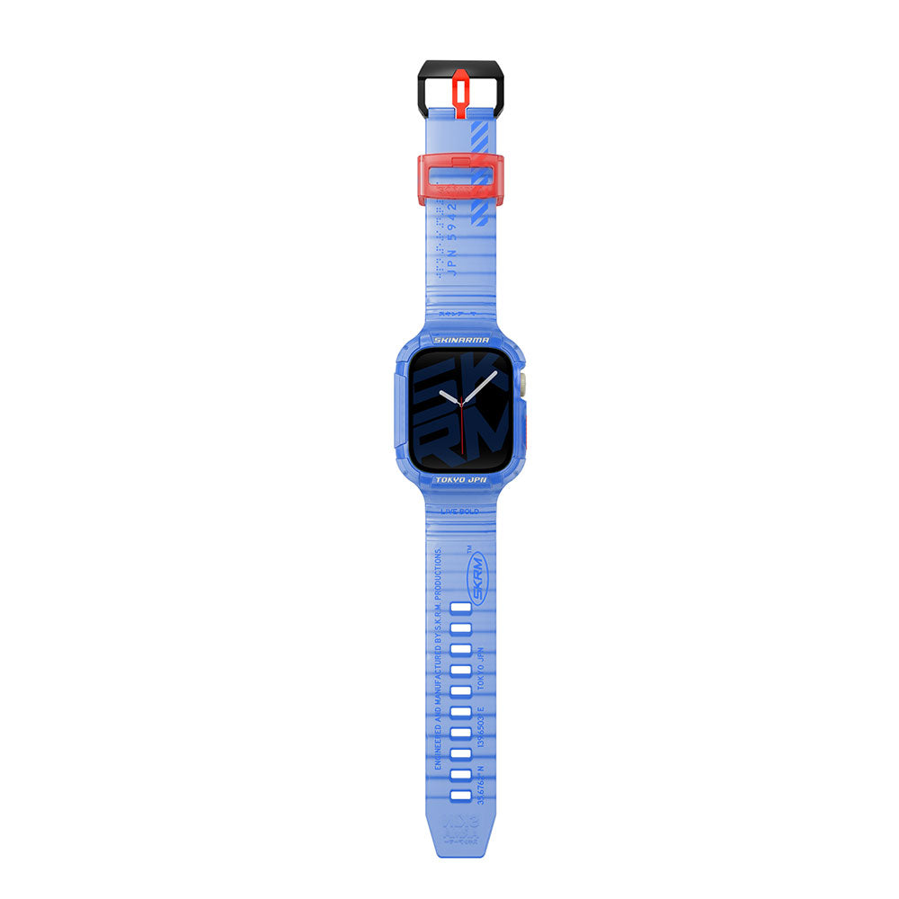 Apple Watch 44mm SkinArma Saido Sert PC Kasa Koruyuculu Silikon Kordon Lacivert