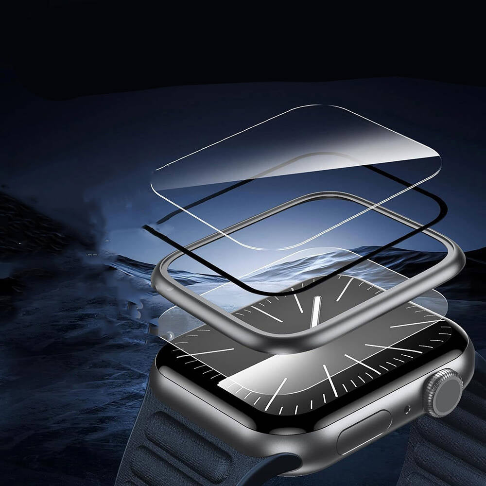 Apple Watch 44mm Wiwu Wi-JD106 Easy Install Akıllı Saat Temperli Cam Ekran Koruyucu Siyah
