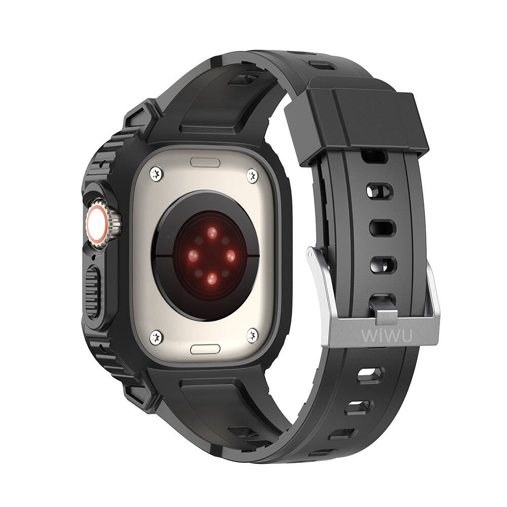 Apple Watch 44mm Wiwu Wi-WB014 Armor Serisi 2in1 Sert PC Kasa Koruyuculu Silikon Kordon Yeşil