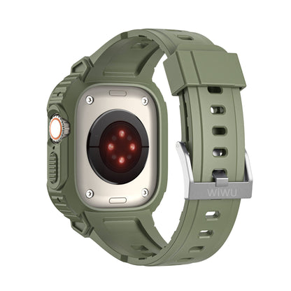 Apple Watch 44mm Wiwu Wi-WB014 Armor Serisi 2in1 Sert PC Kasa Koruyuculu Silikon Kordon Yeşil