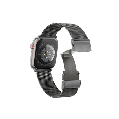Apple Watch 7 41mm Amazingthing Titan Metal Hasır Kordon Siyah