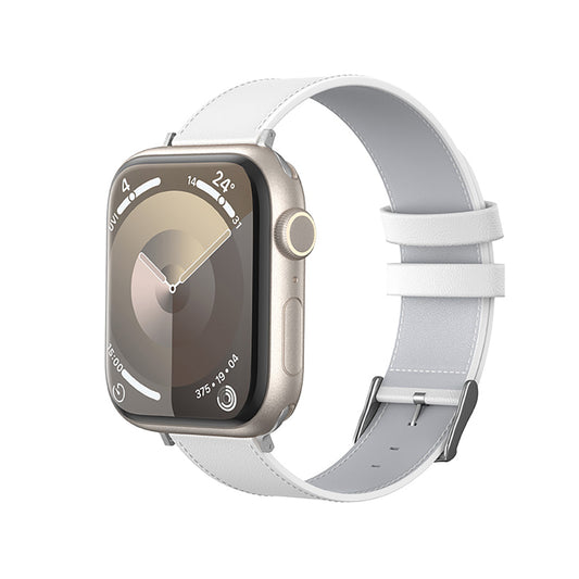 Apple Watch 7 41mm Benks Vintage Genuine Leather Serisi Deri Kordon Strap Kayış Beyaz