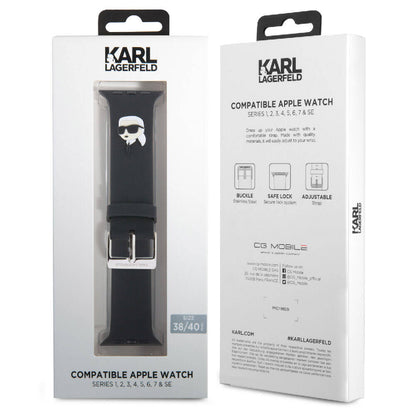 Apple Watch 7 41mm Karl Lagerfeld Orjinal Lisanslı İkonik Karl Head Logolu Silikon Kordon Beyaz