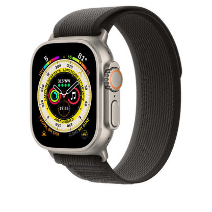 Apple Watch 7 41mm Wiwu Trail Loop Naylon Örgü İşlemeli Hasır Kordon Strap Kayış Siyah-Turuncu