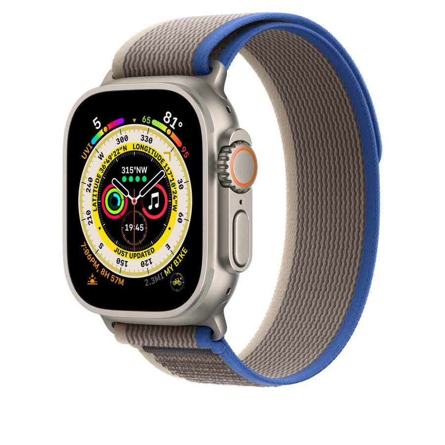 Apple Watch 7 41mm Wiwu Trail Loop Naylon Örgü İşlemeli Hasır Kordon Strap Kayış Siyah-Turuncu