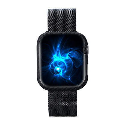 Apple Watch 7 45mm 600D Aramid Fiber Classic Serisi Black-Grey Twill Kasa Koruyucu Pitaka Air Case Siyah-Gri