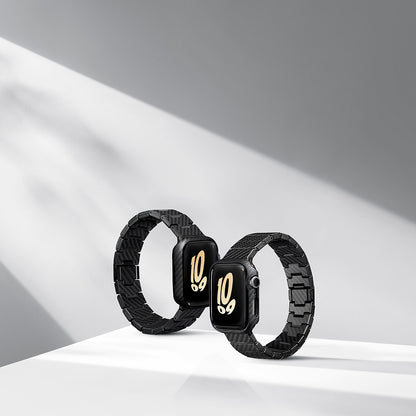 Apple Watch 7 45mm 600D Aramid Fiber Classic Serisi Black-Grey Twill Kasa Koruyucu Pitaka Air Case Siyah-Gri