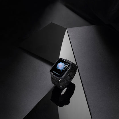 Apple Watch 7 45mm 600D Aramid Fiber Classic Serisi Black-Grey Twill Kasa Koruyucu Pitaka Air Case Siyah-Gri