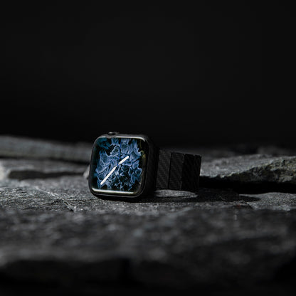 Apple Watch 7 45mm 600D Aramid Fiber Classic Serisi Black-Grey Twill Kasa Koruyucu Pitaka Air Case Siyah-Gri