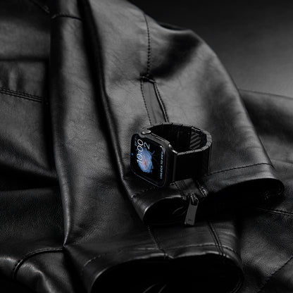 Apple Watch 7 45mm 600D Aramid Fiber Classic Serisi Black-Grey Twill Kasa Koruyucu Pitaka Air Case Siyah-Gri