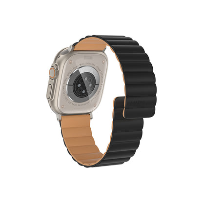 Apple Watch 7 45mm Amazingthing Smoothie Mag Magnetik Tak Çıkar Silikon Strap Kayış Siyah-Turuncu