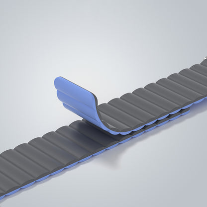 Apple Watch 7 45mm Amazingthing Smoothie Mag Magnetik Tak Çıkar Silikon Strap Kayış Gri-Mavi