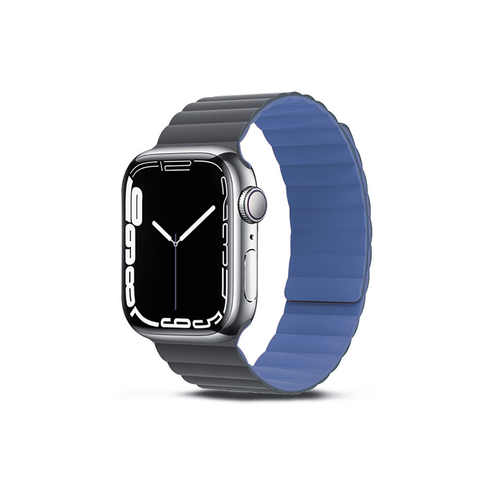 Apple Watch 7 45mm Amazingthing Smoothie Mag Magnetik Tak Çıkar Silikon Strap Kayış Siyah-Turuncu