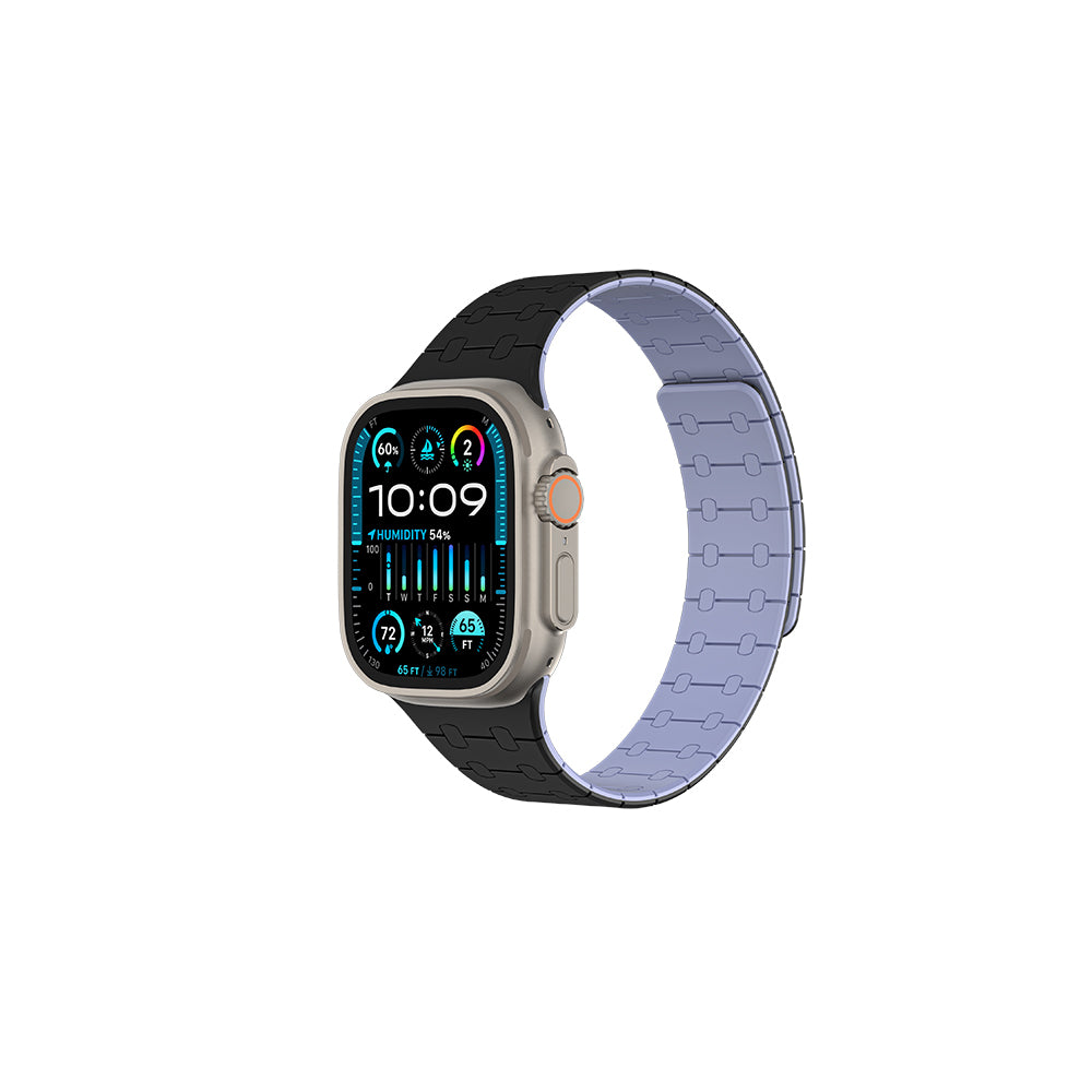 Apple Watch 7 45mm Amazingthing Smoothie Sport Magnetik Tak Çıkar Silikon Strap Kayış Gri-Mavi