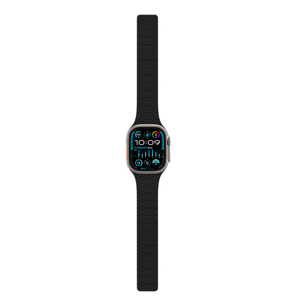 Apple Watch 7 45mm Amazingthing Smoothie Sport Magnetik Tak Çıkar Silikon Strap Kayış Siyah-Mor
