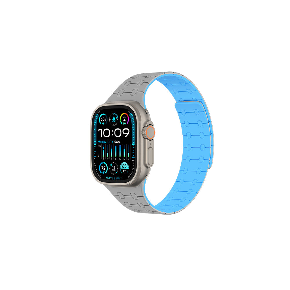 Apple Watch 7 45mm Amazingthing Smoothie Sport Magnetik Tak Çıkar Silikon Strap Kayış Siyah-Mor
