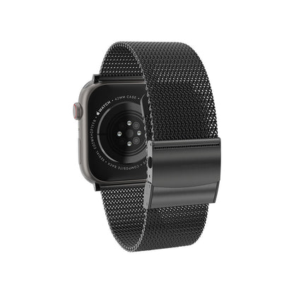 Apple Watch 7 45mm Amazingthing Titan Metal Hasır Kordon Siyah