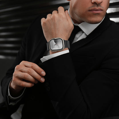 Apple Watch 7 45mm Amazingthing Titan Steel Metal Kordon Siyah