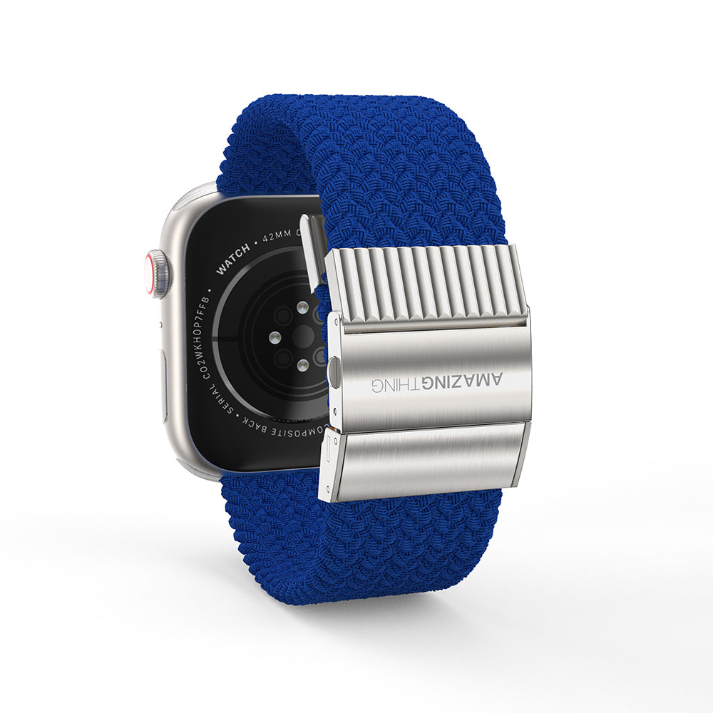 Apple Watch 7 45mm Amazingthing Titan Weave Örgü Sport Kordon Mavi