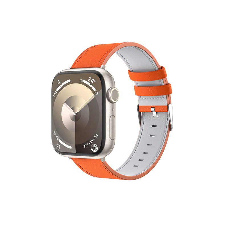 Apple Watch 7 45mm Benks Vintage Genuine Leather Serisi Deri Kordon Strap Kayış Siyah