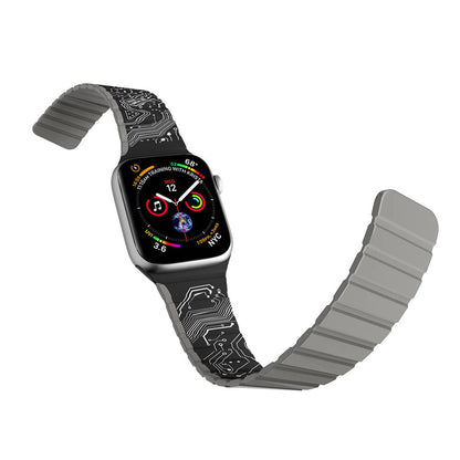 Apple Watch 7 45mm Kordon Youngkit Technological Magnetik Tak Çıkar Silikon Strap Kayış Beyaz