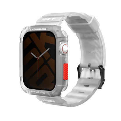 Apple Watch 7 45mm SkinArma Kurono Sert PC Kasa Koruyucu + Shokku Silikon Kordon Beyaz