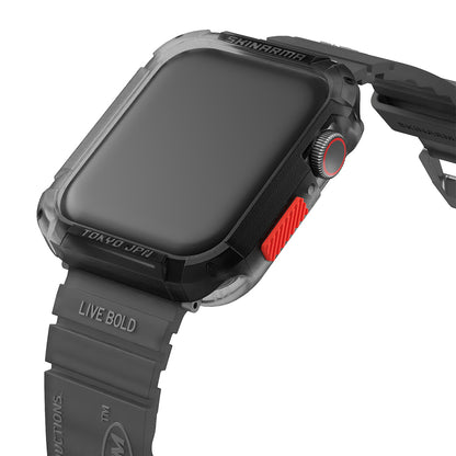 Apple Watch 7 45mm SkinArma Kurono Sert PC Kasa Koruyucu + Shokku Silikon Kordon Beyaz