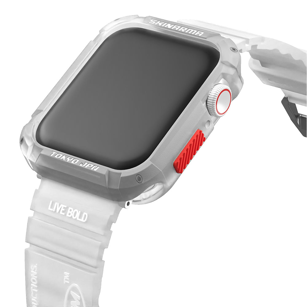 Apple Watch 7 45mm SkinArma Kurono Sert PC Kasa Koruyucu + Shokku Silikon Kordon Füme